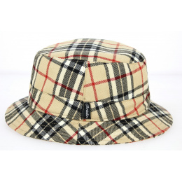 Beige Wool Giarretta Checkered Bucket Hat - Traclet