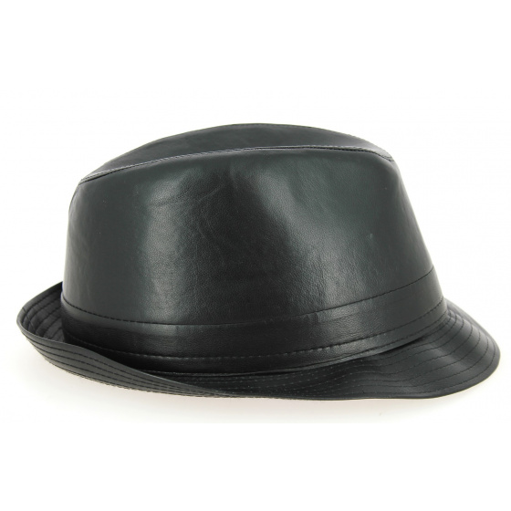 Black Leather Fabro Trilby Hat - Traclet