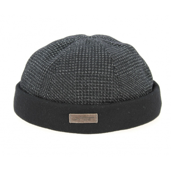 Black Wool & Cotton Docker Beanie - Göttmann
