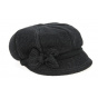 Black Wool Ravarino Newsboy Cap - Traclet