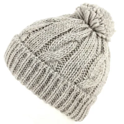 Valeriano Wool & Alpaca Grey Pompom Beanie - Traclet Reference: 4254 | Traclet Hat Shop