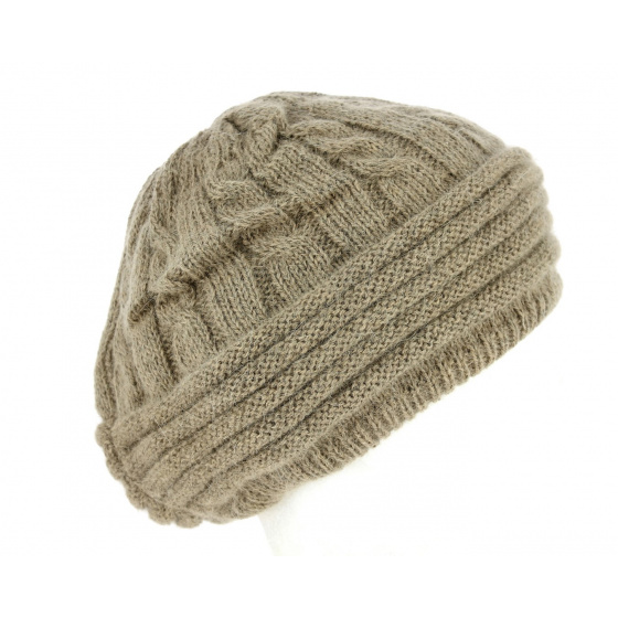 Baroni Angora & Wool Taupe Beret - Traclet