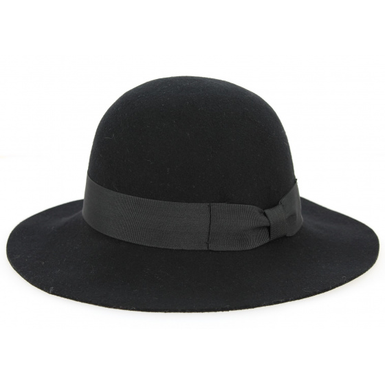 Elianne Wide Brim Wool Felt Hat Black - Traclet