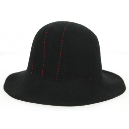 Magasa Wide-Brimmed Wool Felt Hat Black & Red - Traclet