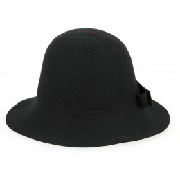 Magasa Wide-Brimmed Wool Felt Hat Black & Red - Traclet