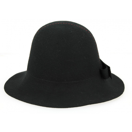 Magasa Wide-Brimmed Wool Felt Hat Black & Red - Traclet Magasa Wide-Brimmed Wool Felt Hat Black & Red - Traclet