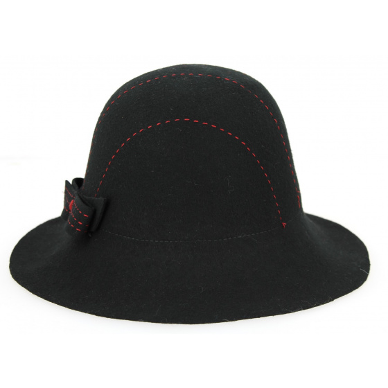 Magasa Wide-Brimmed Wool Felt Hat Black & Red - Traclet Magasa Wide-Brimmed Wool Felt Hat Black & Red - Traclet