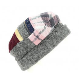 Groise Wool Beanie Grey & Burgundy - Traclet