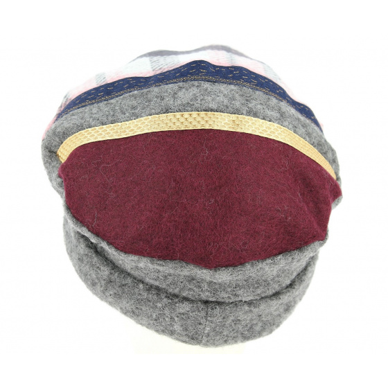Groise Wool Beanie Grey & Burgundy - Traclet