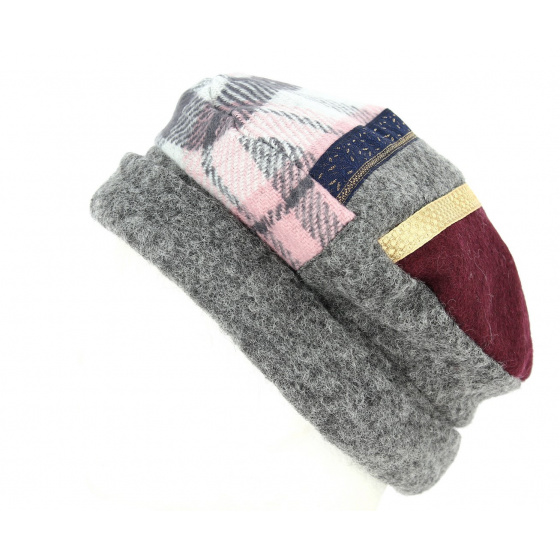 Toque Groise Laine Grise & Bordeaux- Traclet Toque Groise Laine Grise & Bordeaux- Traclet