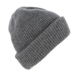 Gray Iggio Cashmere Cuffed Beanie - Traclet