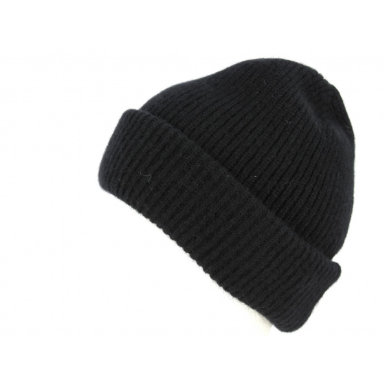 Bonnet à Revers Iggio Cachemire Noir- Traclet  Bonnet à Revers Iggio Cachemire Noir- Traclet