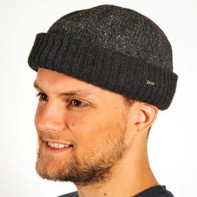 Bonnet Docker à Revers Baia Laine Anthracite- Traclet Reference : 2838 | Chapellerie Traclet