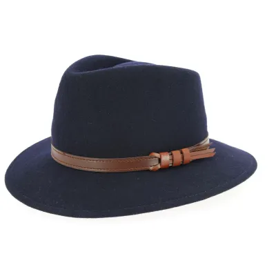 Chapeau Fedora Jamer Feutre Laine Bleu Marine- Traclet Reference : 6597 | Chapellerie Traclet