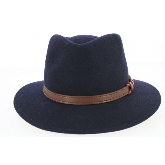 Navy Blue Wool Felt Jamer Fedora Hat - Traclet Navy Blue Wool Felt Jamer Fedora Hat - Traclet
