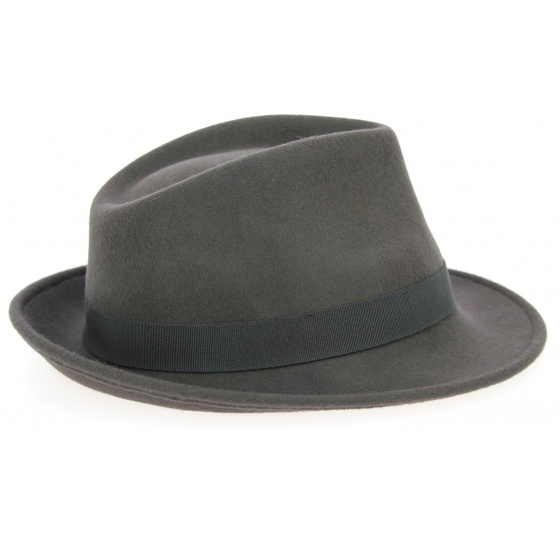 Mouse Grey Wool Felt Fedora Hat - Traclet Mouse Grey Wool Felt Fedora Hat - Traclet