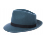 Chapeau Fedora Feutre Laine Bleu- Traclet