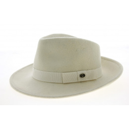 Cream Wool Felt Fedora Hat - Traclet