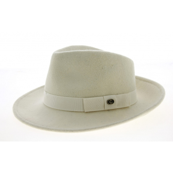 Cream Wool Felt Fedora Hat - Traclet