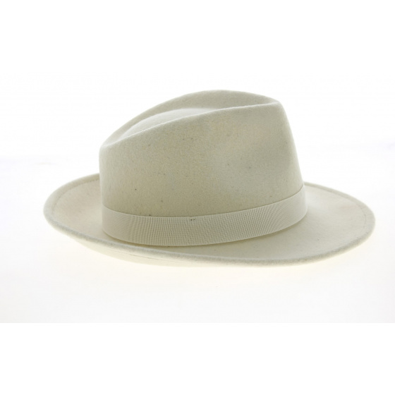 Cream Wool Felt Fedora Hat - Traclet