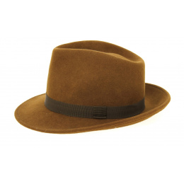 Mocha Wool Felt Fedora Hat - Traclet