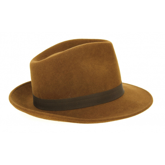 Mocha Wool Felt Fedora Hat - Traclet