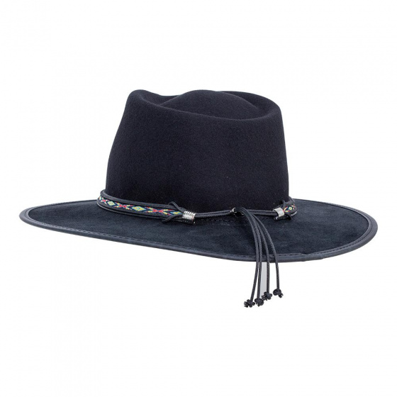 Chapeau Traveller Bushwick Laine & Cuir Noir - American Hat Makers