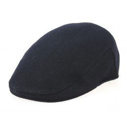 Navy Blue Wool Bottaccia Flat Cap - Traclet
