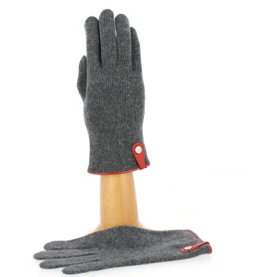 Gants Tactiles Séville Laine & Cachemire Anthracite/Rouge- Traclet Reference : 8514 | Chapellerie Traclet