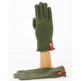 Seville Touchscreen Gloves Wool & Cashmere Khaki/Red - Traclet