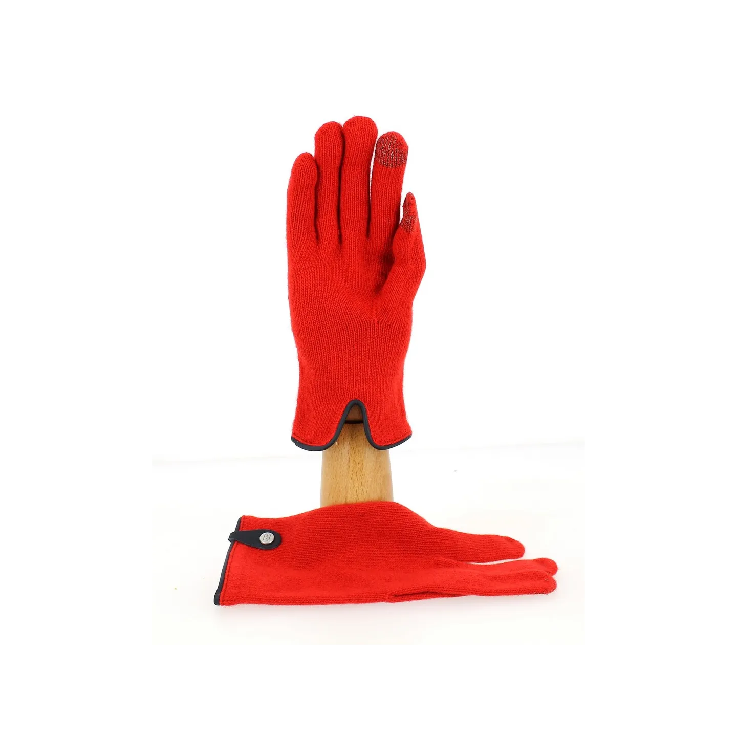 Gants Tactiles Séville Laine & Cachemire Rouge/Marine - Traclet Reference : 9845 | Chapellerie Traclet