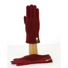 Seville Tactile Gloves Wool & Cashmere Bordeaux & Olive- Traclet