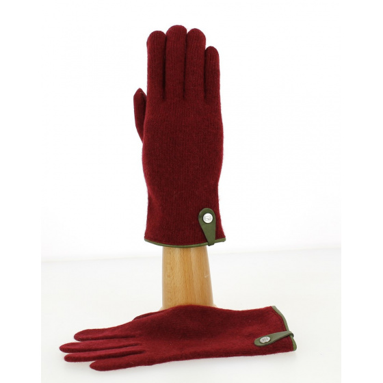 Seville Touch Screen Gloves Wool & Cashmere Burgundy & Olive - Traclet