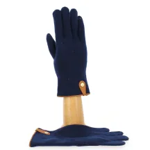 Seville Tactile Gloves Wool & Cashmere Navy/Brown - Traclet Reference: 9847 | Traclet Hat Shop