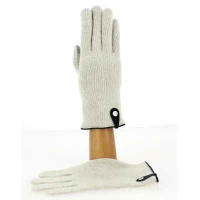 Seville Touchscreen Gloves Wool & Cashmere Cream/Navy - Traclet Reference: 9848 | Chapellerie Traclet