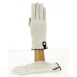 Seville Touchscreen Gloves Wool & Cashmere Cream/Navy - Traclet