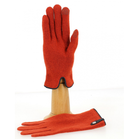 Gants Tactiles Séville Laine & Cachemire Terracota/Marine- Traclet