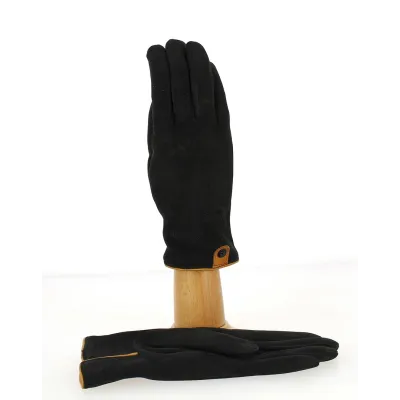 Gants Femme Cuir Velours & Laine Noir- Traclet  Reference : 5848 | Chapellerie Traclet