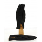Women's Leather Velvet & Wool Black Gloves - Traclet