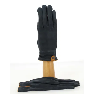 Gants Femme Cuir Velours & Laine Noir- Traclet  Reference : 9854 | Chapellerie Traclet