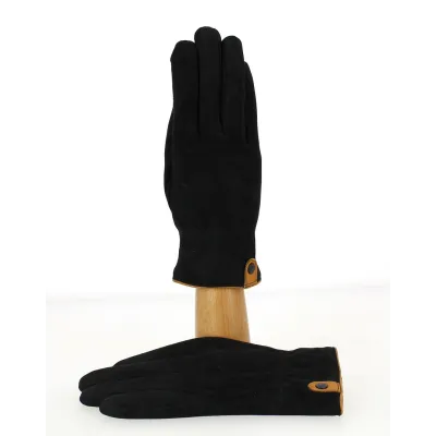 Gants Homme Cuir Velours & Laine Noir- Traclet  Reference : 9855 | Chapellerie Traclet