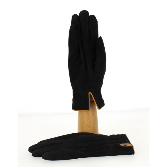 Men's Black Suede Leather & Wool Gloves - Traclet
