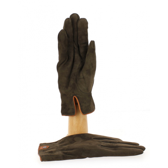 Men's Suede Leather & Wool Gloves Brown - Traclet 