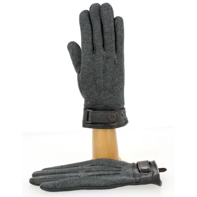Gants Tactiles Homme Cuir Marron & Gris- Traclet Reference : 9859 | Chapellerie Traclet