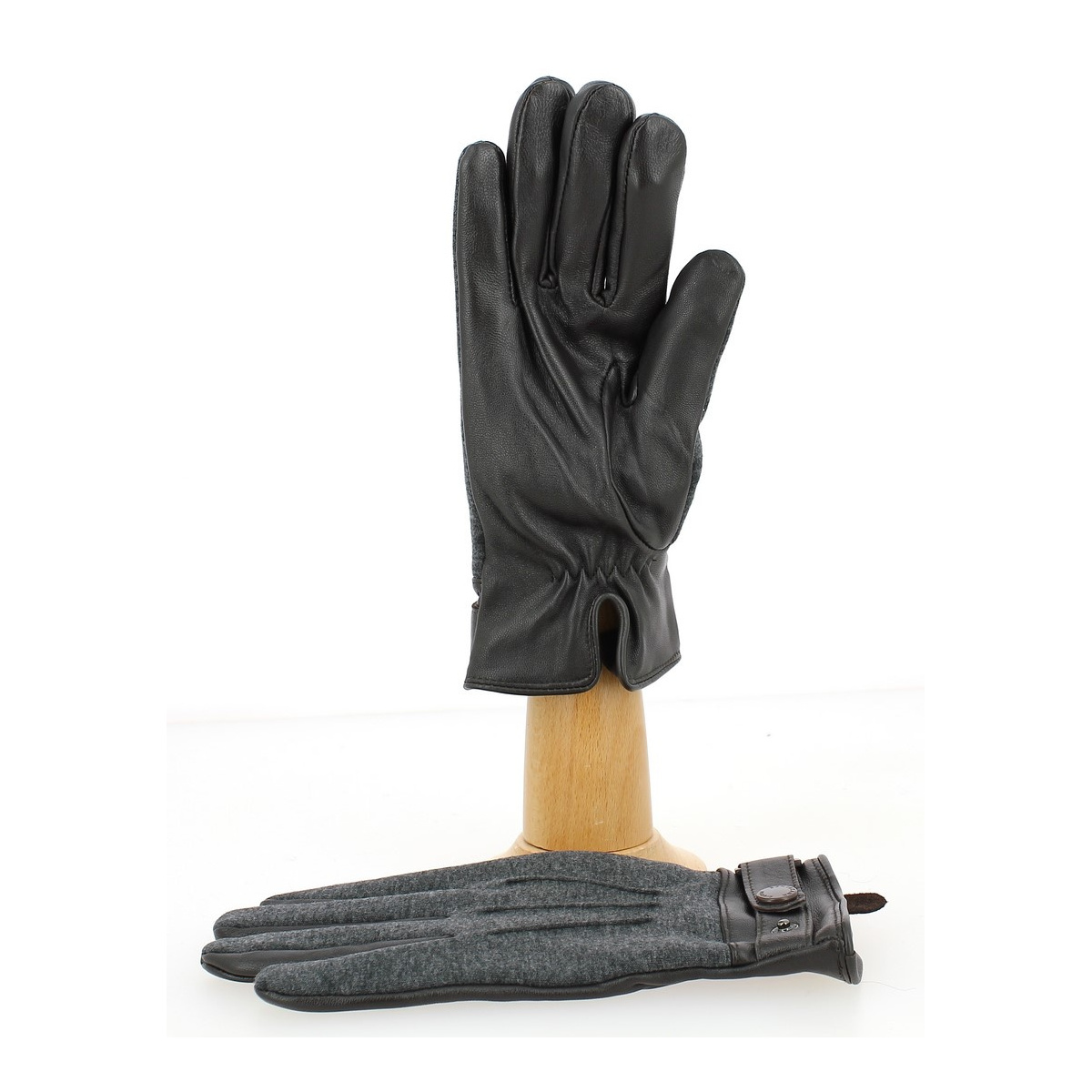 Gants Tactiles Homme Cuir Marron & Gris- Traclet Reference : 9859
