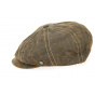 Brown Cotton Faux Leather Bakerboy Cap - Traclet
