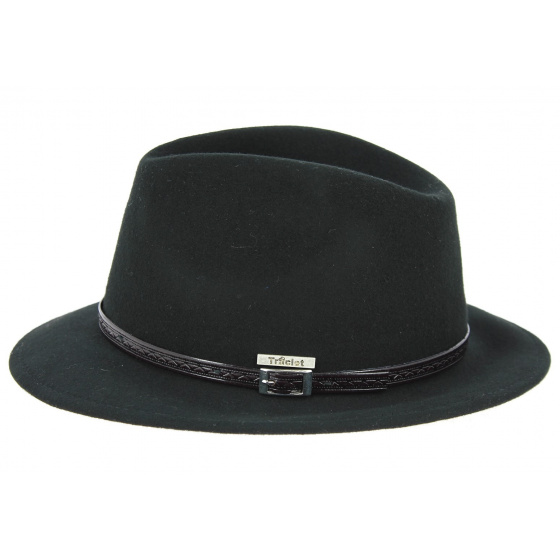 Rambouillet Black Wool Felt Trilby Hat - Traclet