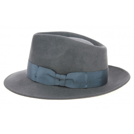 Gray Wool Felt Fedora Hat Malaga - Traclet
