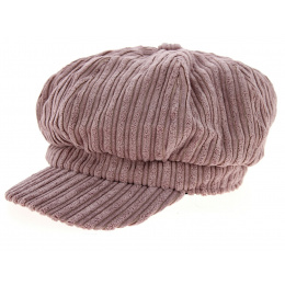 Casquette Gavroche Velours Rose Clair- Traclet