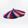 Blue/Off-white/Red Supporter Beret - The French Beret Reference: 9064 | Traclet Hat Shop